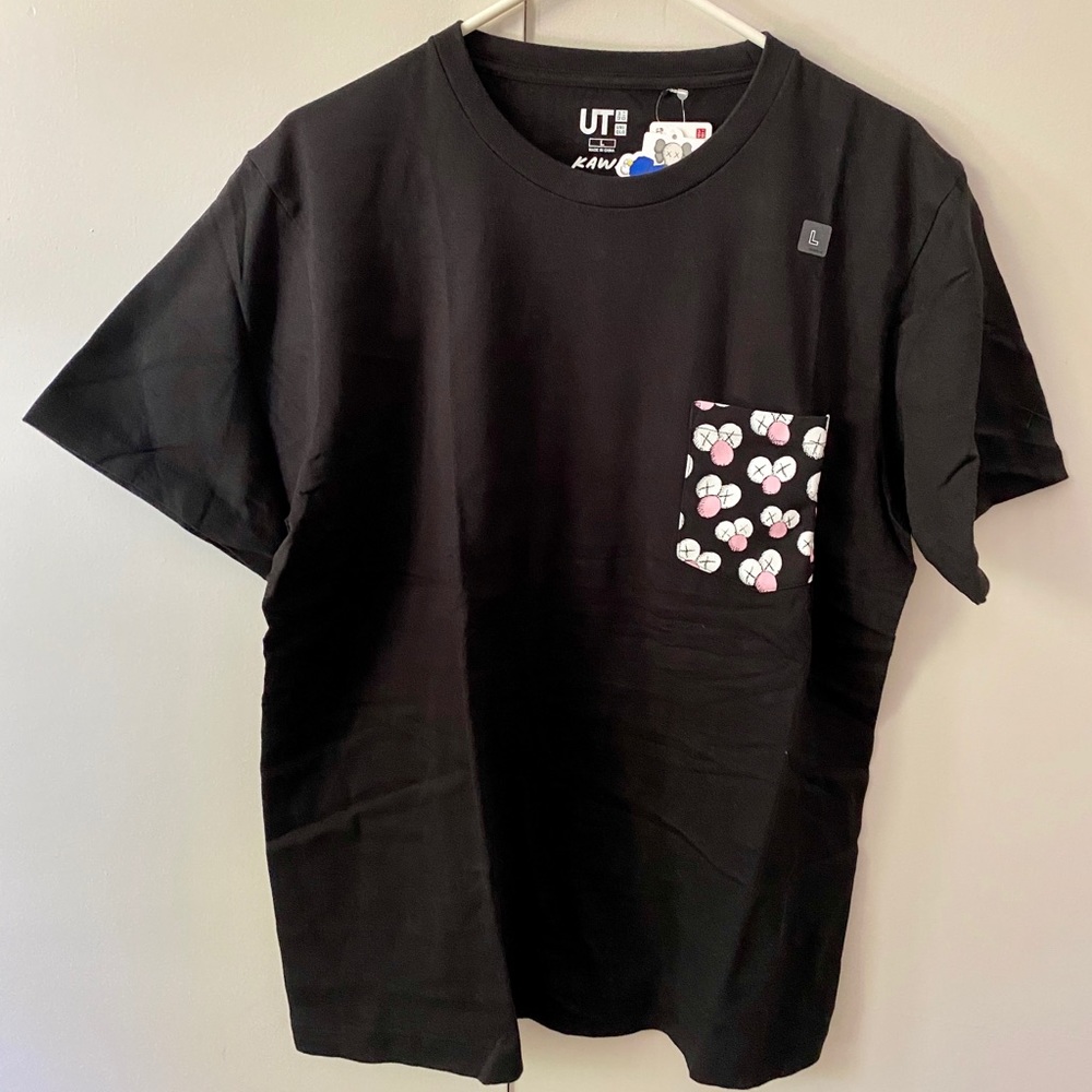 KAWS x Uniqlo Black Pocket Tee